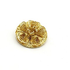 Vintage W Germany Gold Tone Filigree Floral Scarf Clip Ring Scalloped 1.25 Inch