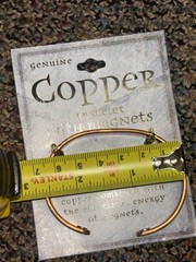 Copper Bracelet Cuff Band With Magnets Feather Engraving Healing Power