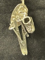 Vintage Jonette Designs Designer Ski Sante Fe Necklace With Skis & Boot Pendant