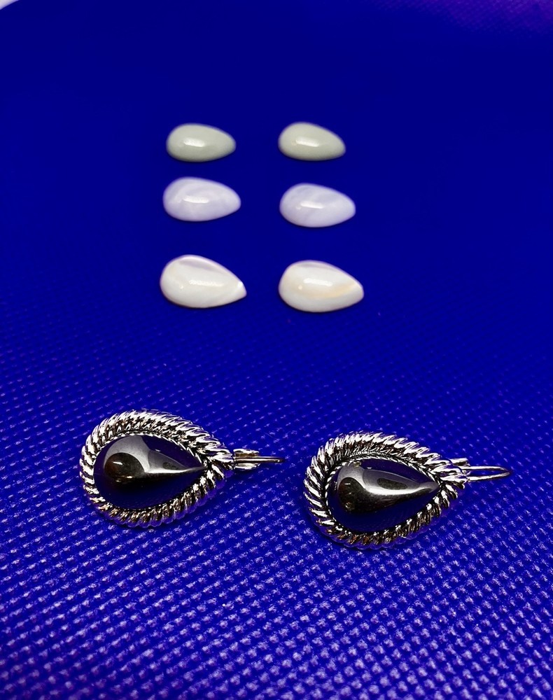 KJL Kenneth Jay Lane Interchangeable Tear Cut Semi Precious Lever-back Earrings
