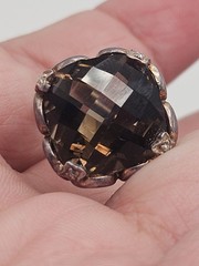 Vintage Sterling Silver Smoky Quartz Crystal Ring Size 7