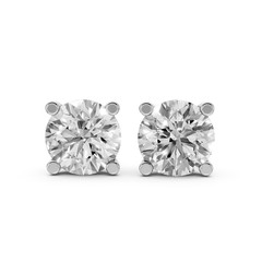 Round Lab Grown Diamond Stud Earrings 14K Gold Solitaire Everyday Fine Jewelry