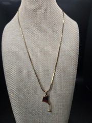 Vintage Monet Kite Pendant, Red and Blue, 16″ Monet Gold Tone Chain Included
