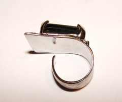 MCM Designer Vintage Mexico Sterling Silver 17.6g Smoky Gray Glass Ring 6 – 6.5