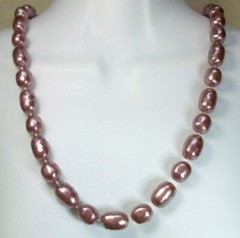 Set of 2 Light Purple Necklaces Plum Large Faux Pearl Beads Vintage 24″ 30″ Long