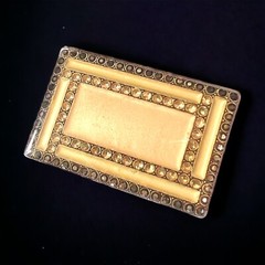 French Art Deco Brooch Enamel Champagne Rhinestone Trombone Clasp Vintage