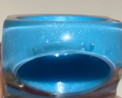 Vintage Y2K Clear Lucite Dome Ring Chunky Aqua Blue Floating Glitter Bubble Ring