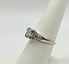 VINTAGE MID CENTURY 1940’S 1950’S NATURAL DIAMOND RING 14K SOLID WHITE GOLD
