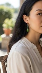 Vintage Coro Green Faceted Crystal Drop Dangle Earrings – Silver Tone