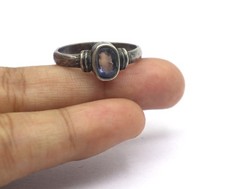 Man Made Blue Gemstone Sterling Silver Ring 3.030 Grams Ring Size 8 US