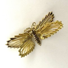 Mixed Lot (7) Vintage Golden Butterfly Brooch Pins Ornate Wire Wings Small NOS