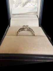 Signed Art Deco 18K White Gold .25ct Round Diamond Engagement Ring Size: 6