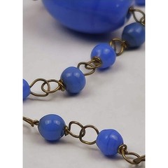 Antique Blue Swirl Glass Flapper Chain Necklace Hand Wired