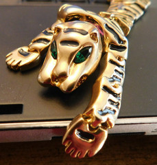 Vtg RARE Jackie Collins Puma Panther Leopard Cat ARTICULATED Pin Rhinestone eyes
