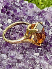 Vintage Topaz Ring Emerald Cut 18K Gold Plated Cocktail Ring About Size 8.5