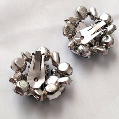Blue Rhinestone Clip On Earrings Vtg 1950s Something Blue Wedding Statement Gift