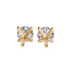 Round Lab Grown Diamond Stud Earrings 14K Gold Solitaire Everyday Fine Jewelry
