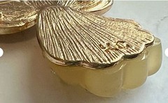 VINTAGE Angel Brooch AB Rhinestones Resin Gold Tone 2″ Pin Designer Signed KC