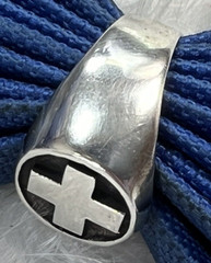 Greek Cross Sterling Silver 0.925 VINTAGE Men’s 1/2″ N to S BAND RING size 9.75