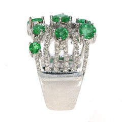 2.30CT DIAMOND & AAA EMERALD 18KT WHITE GOLD MULTI ROW CRISS CROSS INFINITY RING