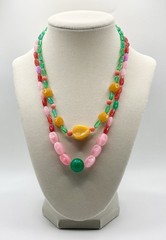 Vintage Multicolor Plastic Bead Necklace Fruit Theme 16” 19” Set Of 2 Read