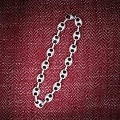 Vintage French Sterling Puffy Mariner Anchor Link Bracelet 8 inches 20 cm