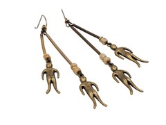 VTG Rare Figural Person Art Deco Artisan Handmade Hook Dangle Pierced Earrings