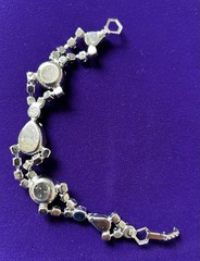 Vintage Juliana-style Blue Rhinestone And Silver Tone 7” Bracelet Jewelry