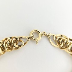 Vintage 1950’s Wide Woven Wheat Chain Bracelet 14K Yellow Gold, 8 Inch, 12.27 Gr