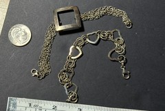 Lot of Two Vintage Sterling Silver 925 Italian Bracelets 7 Inch Hearts Italy