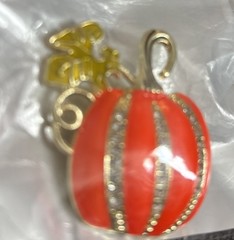 Goldtone Rhinestone Green Orange Pumpkin Halloween Autumn Pin (J28)