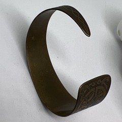 Vintage Celtic Knot Brass Cuff Bracelet Viking Norse Dragon Longship Wide Band