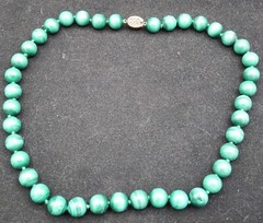 18″ Green Malachite Bead Heavy Necklace 9mm EXC!
