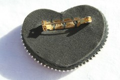 Silver Tone Puffy Hearts Pierced Earrings Studded Heart Brooch Vtg