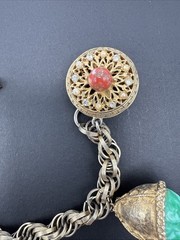 Vintage Etruscan Revival Huge Charm Bracelet 7” J110