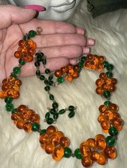 Louis Rousselet Rare Gorgeous Gripoix Green & Amber Glass In 25 Inches Long! D5