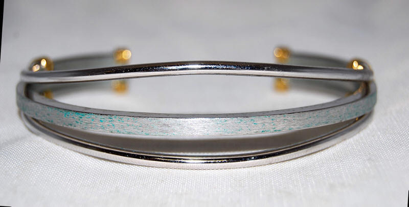 Vintage Speidel Gold Tone Top & Bottom Bars w/ Silver Tone Center Cuff Bracelet
