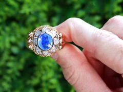 2.51ct Ceylon Sapphire and 0.24ct Diamond 18ct Yellow Gold Platinum Dress Ring