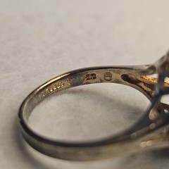 Vintage JAL CZ Crown Ring Size 8 Sterling Silver Gold Over Halo Statement Ring