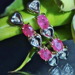 14k multi tone gold 1.03ct natural dia dangle earrings ruby heart treated 2.27gr