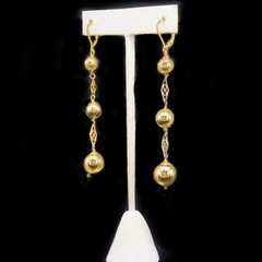Vintage 3″ Gold Puffed Ball Drop Earrings | 1/20 14K Gold Filled | Handcrafted