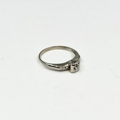 13k White Gold 0.05ct Round Diamond Square Setting Vtg Ring SZ 6.25 (I-63579)