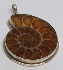 ALAN UCHIN Signed Modernist Studio Craft AMMONITE fossil PENDANT sterling silver