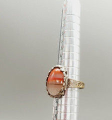 vintage Agate adjustable Silver tone ring size 5.5