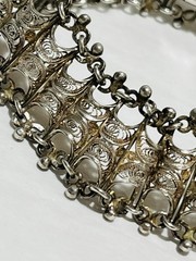 Antique European 800 Silver Filigree Bracelet 7.5 Inches Signed True Vintage