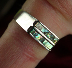 Vintage 1960s sterling silver abalone / mop ring 925 size 8.75 Bahamas