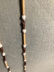 Vintage boho bamboo white brown beads 40” long necklace