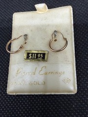 Vintage Stamped Solid 14kt Gold Hoop Earrings 0.37g New Old Stock!