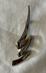 Gold Tone Vintage ZigZag Squiggle 3.5 in Brooch Pin with Locking Safety Catch