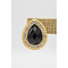 Amrita Vintage Teardrop Earrings Crystal Rhinestone Black Chunky Signed BinAR
